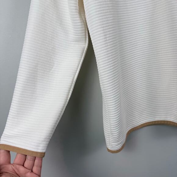 J.Crew Sweatshirt Women's Small Ivory Tan Quilted Snap-T Pullover Outdoor Active - Picture 4 of 8